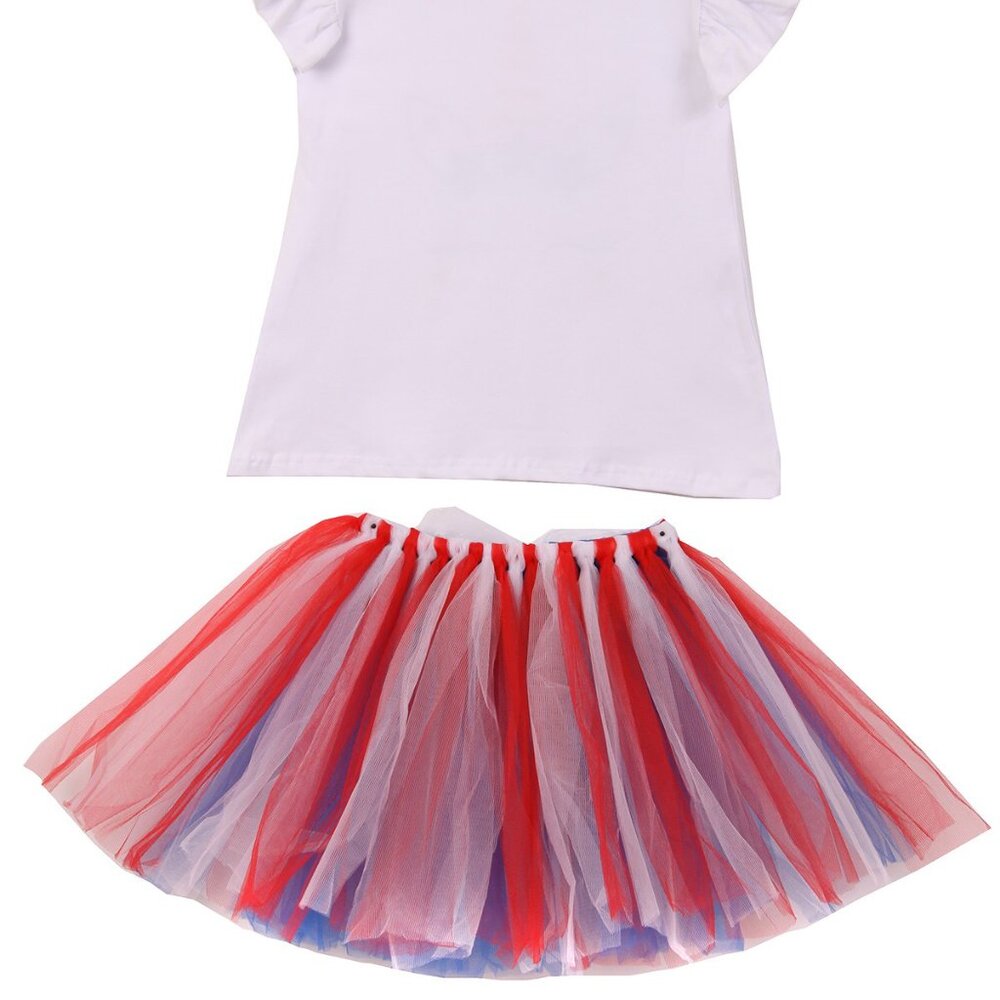 Toddler Girls Unicorn American 4th of July Fireworks Outfit Clothing Set 2PCS - Picture 3 of 5